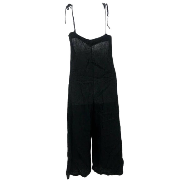 Bec & Bridge Emilie Jumpsuit Tie Strap Crinkle Textured Crepe Cropped Wide Leg 2 - Picture 6 of 6